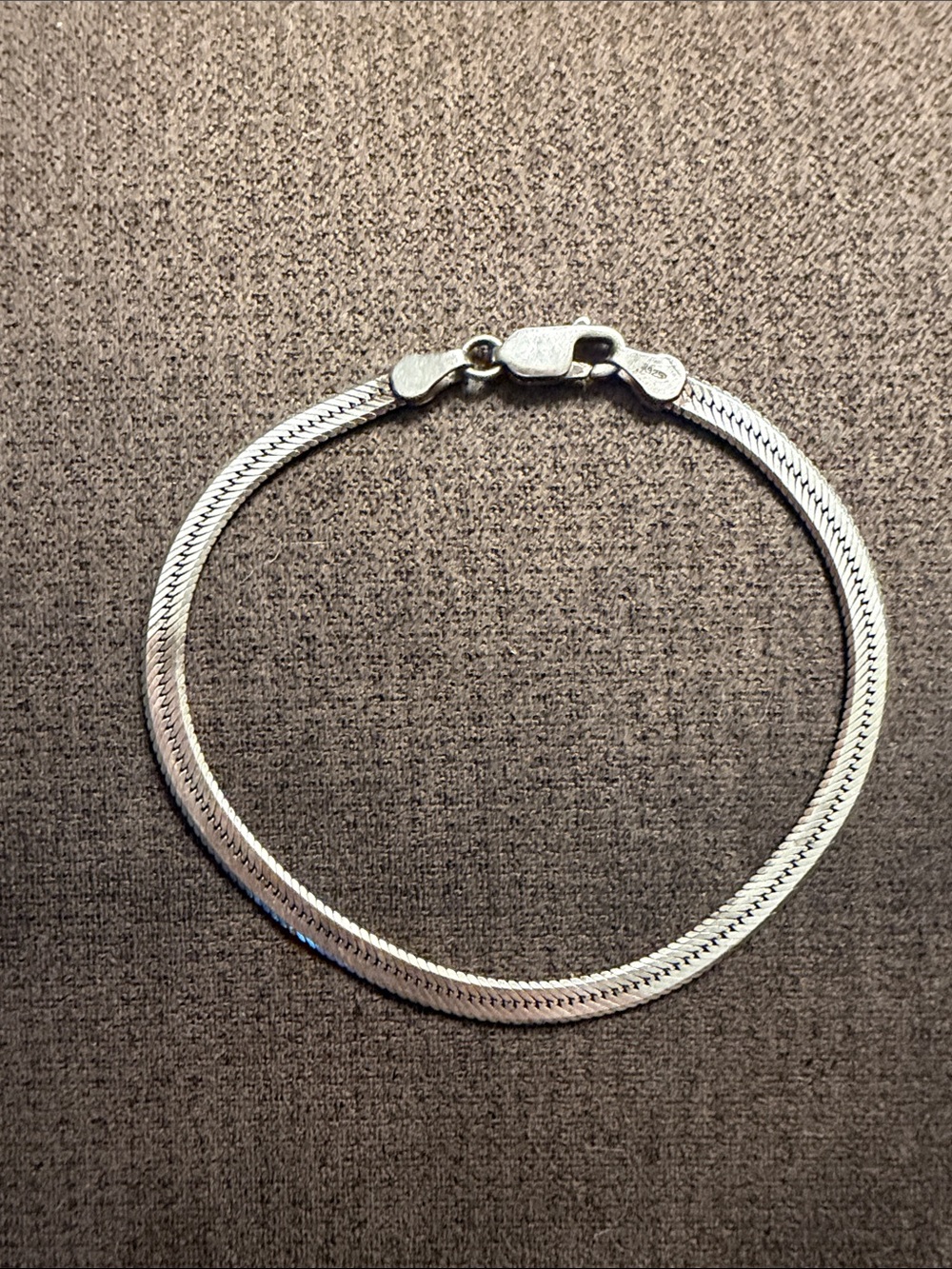 Sterling Silver Herringbone Chain Bracelet - Silver